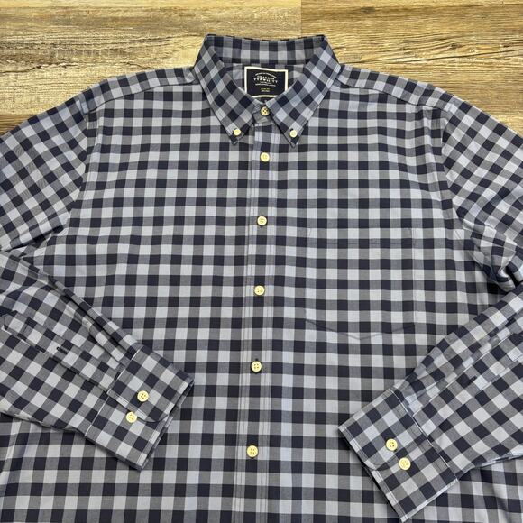 Charles Tyrwhitt Blue Mens 2XL Gingham Check Plaid Slim Fit Button Down Shirt - Picture 1 of 11